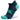 A pair of Balega UltraGlide no-show running socks in blue and green colors with a seamless design and a tab at the heel.